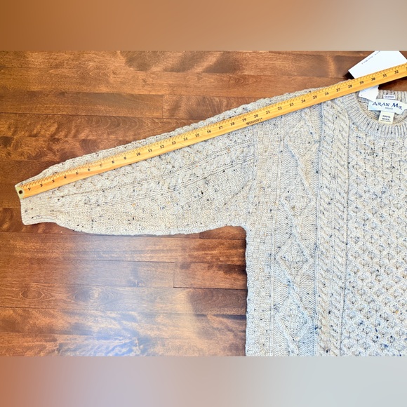 NEW - Made in Ireland wool ARAN MOR Ladies Honeycomb knit Sweater oat colour - Picture 14 of 16